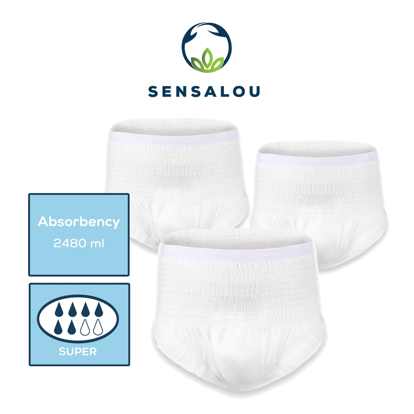 Sensalou diaper pants test package size. M, L, XL