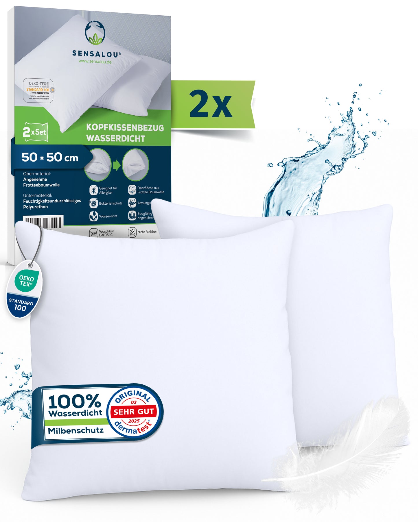 Sensalou Kissenbezug 2er Set wasserdicht