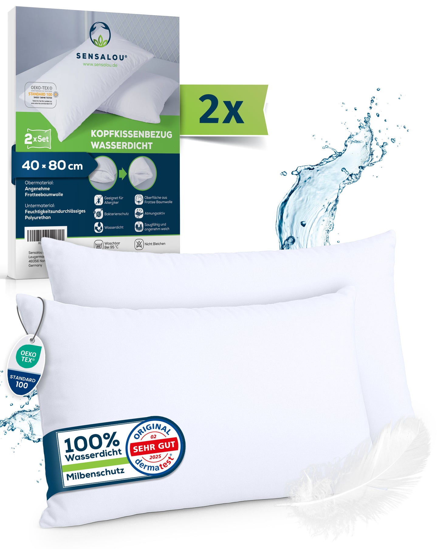 Sensalou Kissenbezug 2er Set wasserdicht