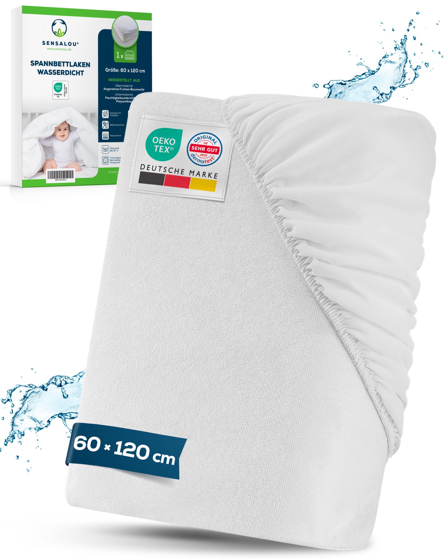 Sensalou Spannbettlaken wasserdicht - weiß