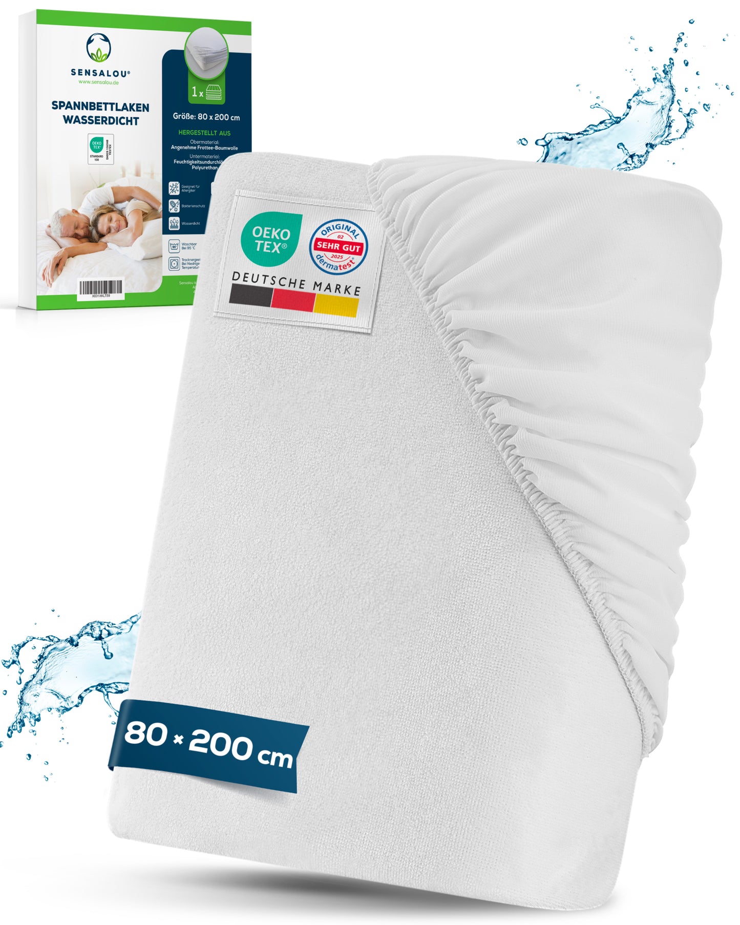 Sensalou Spannbettlaken wasserdicht - weiß