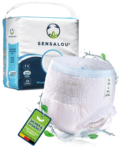 Culottes d'incontinence Sensalou - Couches pour adultes à absorption moyenne (Super)