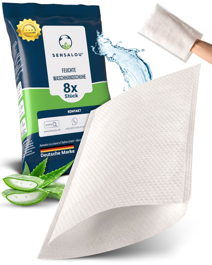 Sensalou Feuchte Einweg Waschhandschuh Erwachsene (8 Stück)